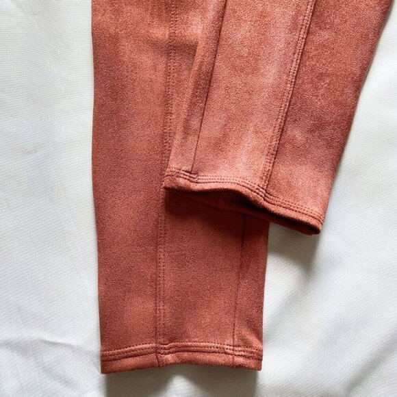 SPANX RICH ROSE PINK FAUX SUEDE HIGH WAIST SKINNY LEGGINGS - M - Picture 8 of 9
